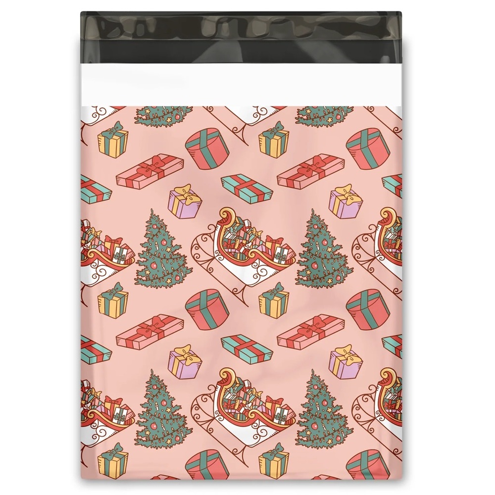 Christmas Santa's Sleigh Poly Mailers 10x13 Pack of 25